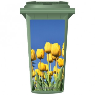 Yellow Flowers About To Bloom Wheelie Bin Sticker Panel